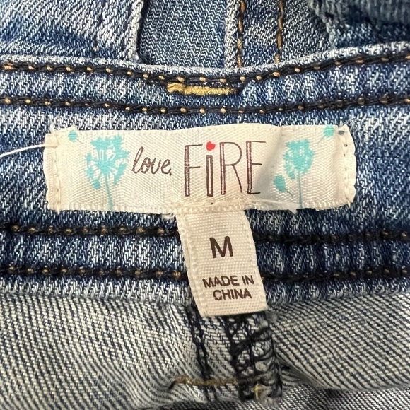 Love, Fire Distressed Denim Jean Overalls Size Medium Women's - Picture 2 of 6